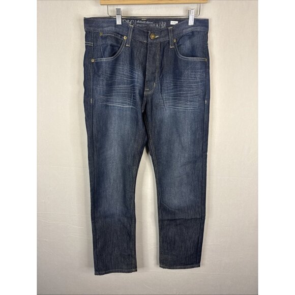 PD&C Jeans 32x30 Dark Wash Straight Fit Whiskered Denim Mens Casual - Picture 2 of 6